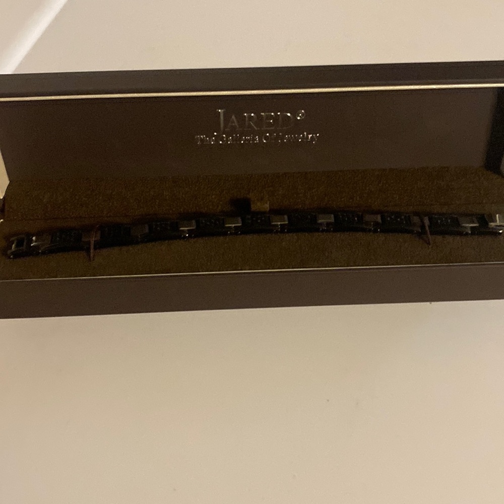 Men’s black silver and blue bracelet